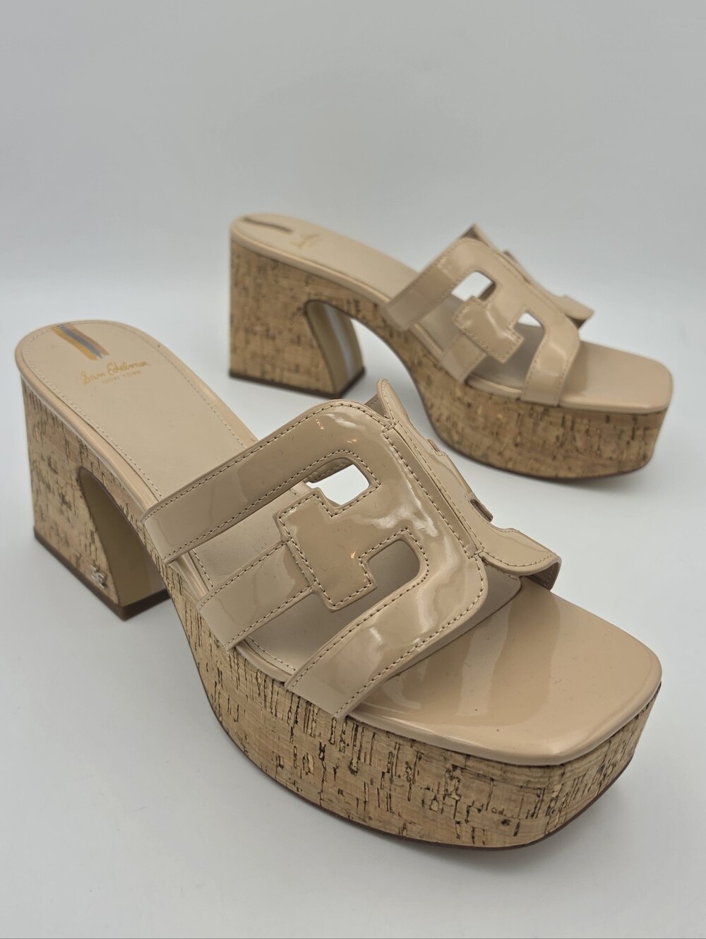 NWOT Sam Edelman Dev Cork Platform Logo Sandals, 10.5